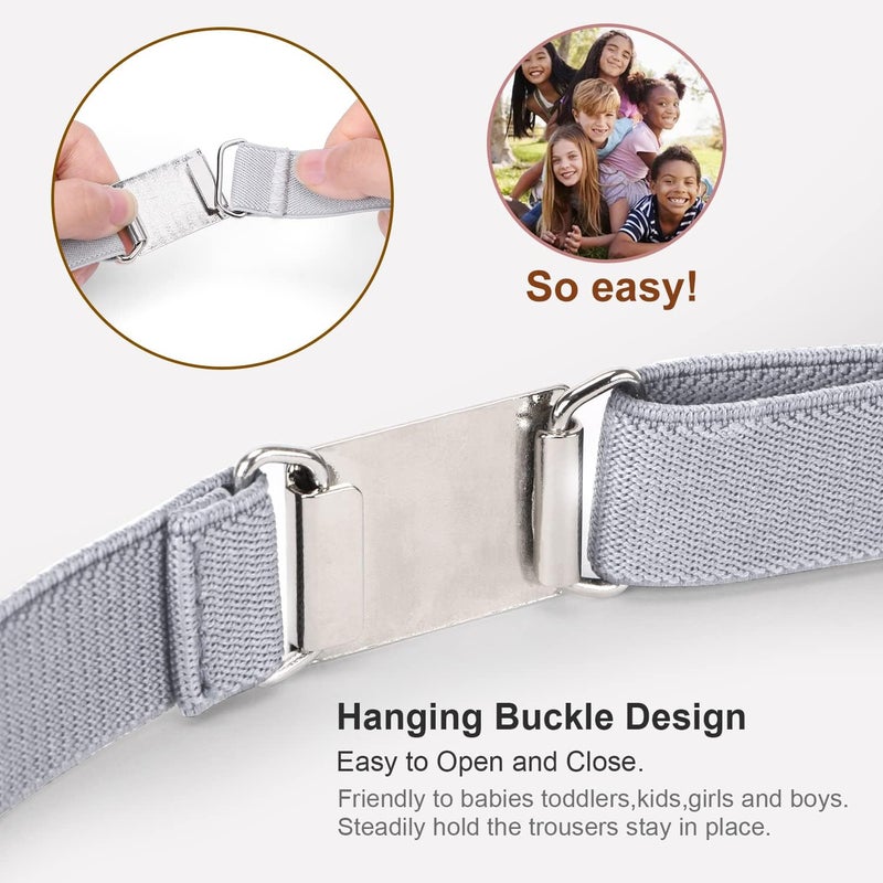 Jas. Good Kids Toddler Belt Elastic Stretch Adjustable Belt for Boys and Girls with Silver Square Buckle 2 Pack - Image 3